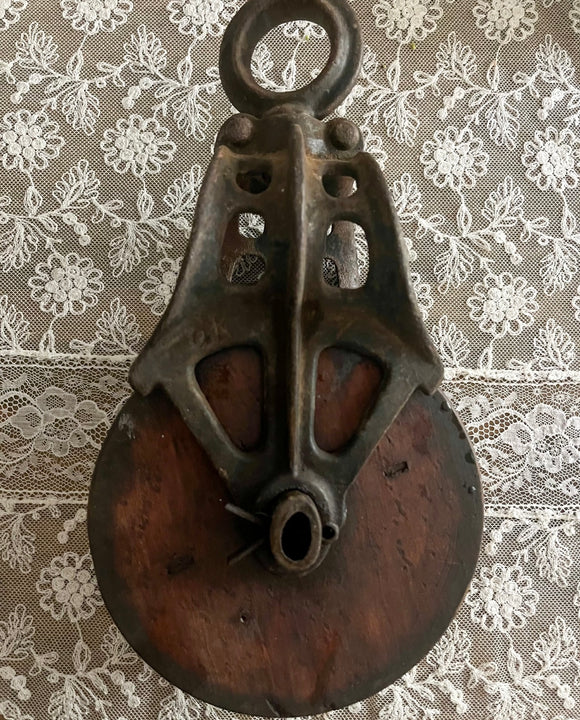 Cast Iron & Wood Pulley